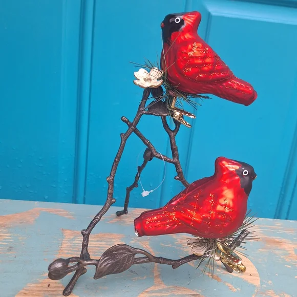 Vintage Bird Ornaments Mercury Glass Clip-On Red Birds Home Decor Christmas - Picture 16 of 16